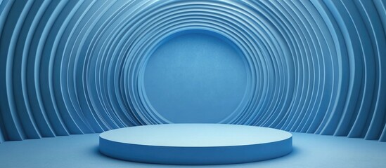 Aufkleber - 3D rendering of a blue podium featuring a circular background
