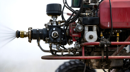 Wall Mural - High Powered Industrial Engine with Spraying Mechanism in Workshop