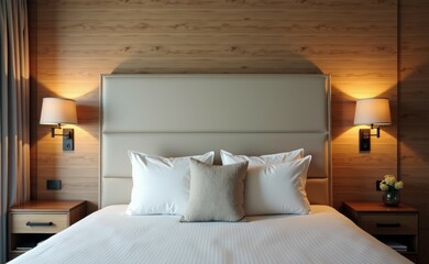 Wall Mural - A bed with a white pillow and a brown pillow