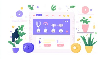 Poster - Modern User Interface Design with Plants and Geometric Shapes