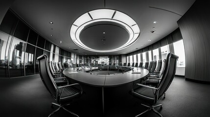 Poster - Empty Conference Room with City View and Modern Design