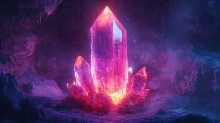 Poster - Glowing Crystal Cave   Mystical Fantasy Gemstone