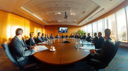Poster - Business Meeting in a Modern Office with a Video Conference