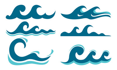 Poster - set water wave logo template