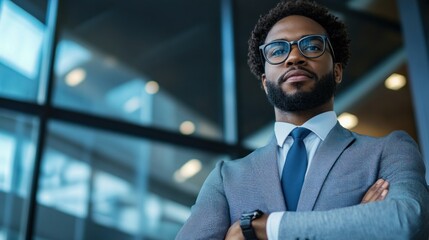 Poster - Confident Black Man in a Suit and Glasses