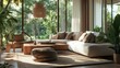 © Penatic Studio - Modern Living Room with Sectional Sofa and Lush Greenery