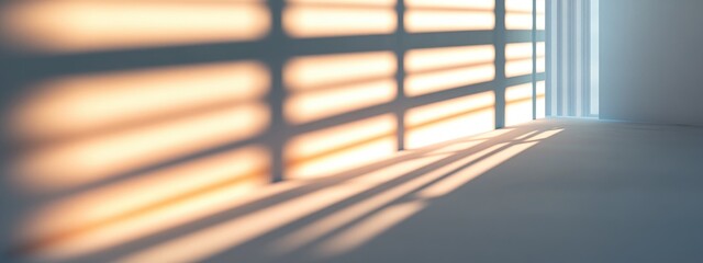 Poster - 3D rendering of illuminated lines created by sunlight and shadows streaming from a window onto a light wall