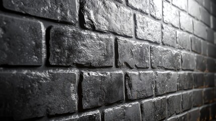 Poster - 3D rendering of a grey brick wall