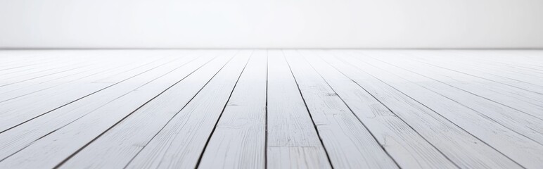 Poster - 3D rendering of a white wooden floor viewed from above against a white background