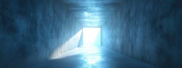 Poster - 3D rendering of light emerging from the end of a tunnel