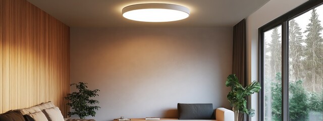 Poster - 3D rendering of a surface mounted LED ceiling light suitable for bedroom and kitchen use