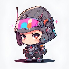 Sticker - Cute Anime Girl in a Spacesuit