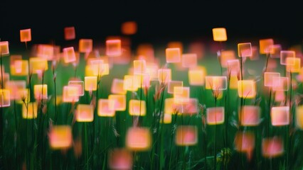 Poster -  Gently shifting blurred squares on a dark background. Animated field of shimmering square shapes.