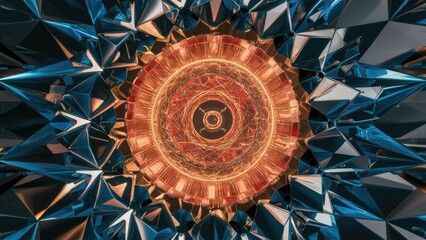 Poster - Geometric Abstract Glass Background, 3D Rendered Illustration
