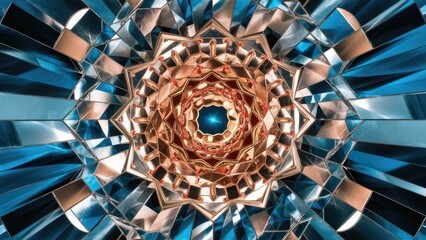 Poster - Geometric Abstract Glass Background, 3D Rendered Illustration