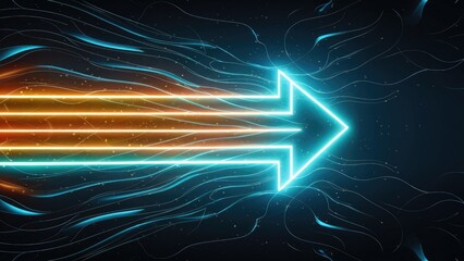 Poster - Glowing Arrow Lines on Dark Blue Abstract Background