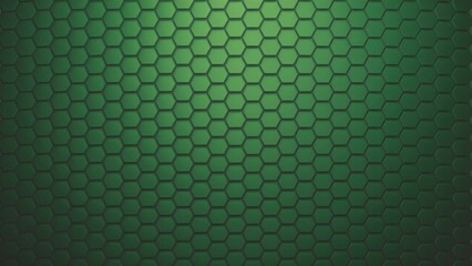 Poster - Green Hexagonal Geometric Background - Minimal Honeycomb Pattern Wallpaper, 3D Render Design.