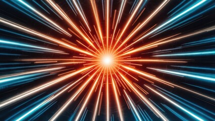Poster - High-speed light rays creating dynamic energy effects. Technology of light movement.