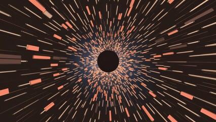 Poster - Hypnotic Absorption Tunnel on Dark Background - Abstract 3D Portal Rendering