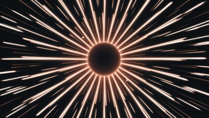 Poster -  Hypnotic pulsating animation with luminous rays on a dark background. Dynamic light pulses creating a mesmerizing effect.