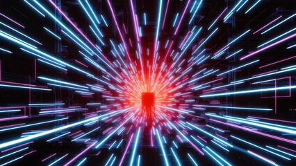 Poster -  Illuminated digital environment with glowing lines, 3D rendering and illustration.