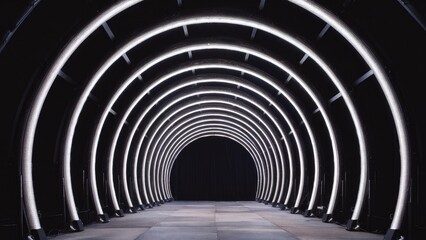 Poster - Illuminated tunnel stage ideal for backgrounds, presentations, dance events, music shows, nightlife, and corporate gatherings. High-quality image.