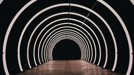 Poster - Illuminated tunnel stage ideal for backgrounds, presentations, dance events, music shows, nightlife, and corporate gatherings. High-quality image.