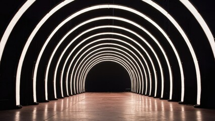 Poster - Illuminated tunnel stage ideal for backgrounds, presentations, dance events, music shows, nightlife, and corporate gatherings. High-quality image.