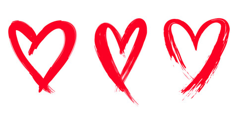 Poster - Doodle hearts on set. hand drawn style. love symbol. vector illustration