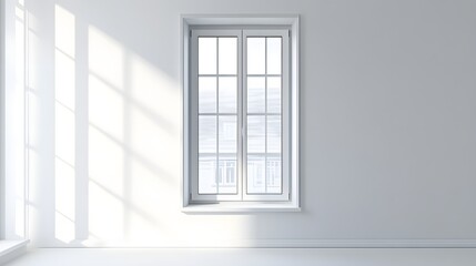 Wall Mural - 44. **A contemporary casement window with a slim handle, isolated on a pristine white background.