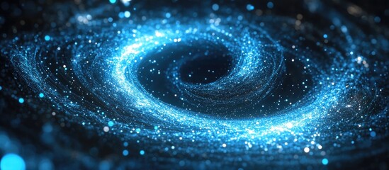 Poster - Blue glowing infinity loop in space with bokeh 3D cartoon rendering computer generated abstract background