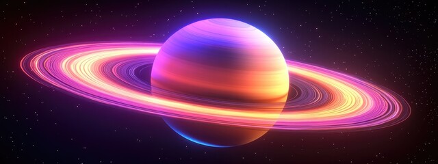 Poster - High resolution 3D images showcasing planets of the solar system featuring a 3D cartoon rendering of Saturn