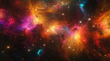 Poster - Planetary nebula in deep space featuring an abstract colorful background created through 3D cartoon rendering
