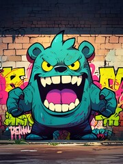 Sticker - Angry Cartoon Monster Graffiti