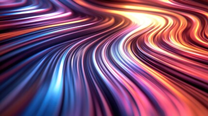 Poster - 3D rendering of abstract multi colored curving lines