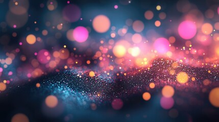 Poster - Abstract particle background featuring a 3D render with depth of field effects glowing highlights and diverse randomized elements