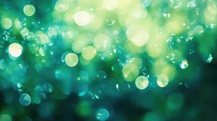 Poster - Abstract background in green and blue featuring bokeh effect with soft defocused lights
