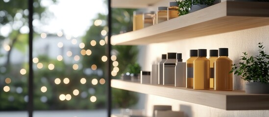 Poster - 3D rendering of shelves with a blurred background