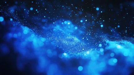 Poster - Abstract blue particles for event trailers cinematic openers and digital technology concert backgrounds