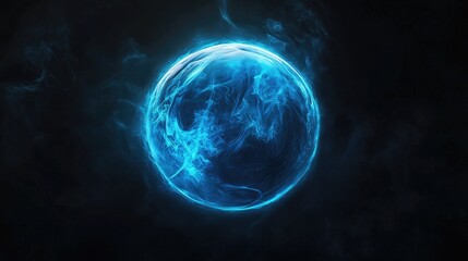 Poster - Abstract blue sphere in dark background