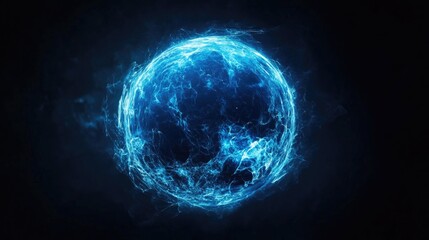 Poster - Abstract blue sphere in a dark background
