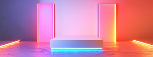 Poster - 3D rendering of a white sports podium