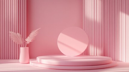 Poster - 3D rendered illustration of an abstract pedestal board background featuring a display mockup for product decoration and wallpaper