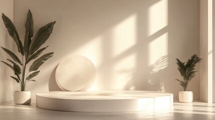 Aufkleber - 3D rendering of a minimalist product backdrop suitable for fashion and cream cosmetic displays Contemporary empty podium background for upscale product presentation