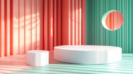 Poster - 3D rendered geometric background suitable for product mockup presentations and illustrations