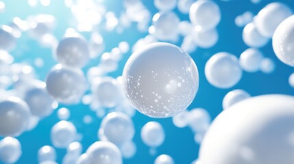 Poster - Array of white spheres in a blue space digitally rendered in 3D