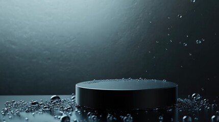 3D rendering of an awards podium complemented by water droplets winner mockup