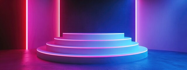 Poster - 3D rendering of a white sports podium