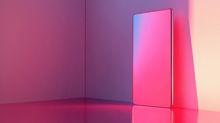 Wall Mural - Smartphone Mockup with Pink and Purple Gradient Light