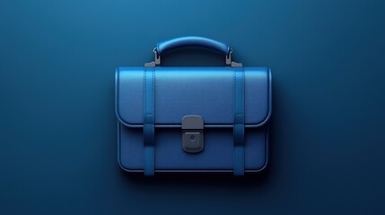 Detailed Business Briefcase Icon Featuring Clean Lines and a Rich Deep Blue Shade, Perfect for Professional and Corporate Use. Ideal for Representing Business and Finance Concepts in a Sleek and Moder